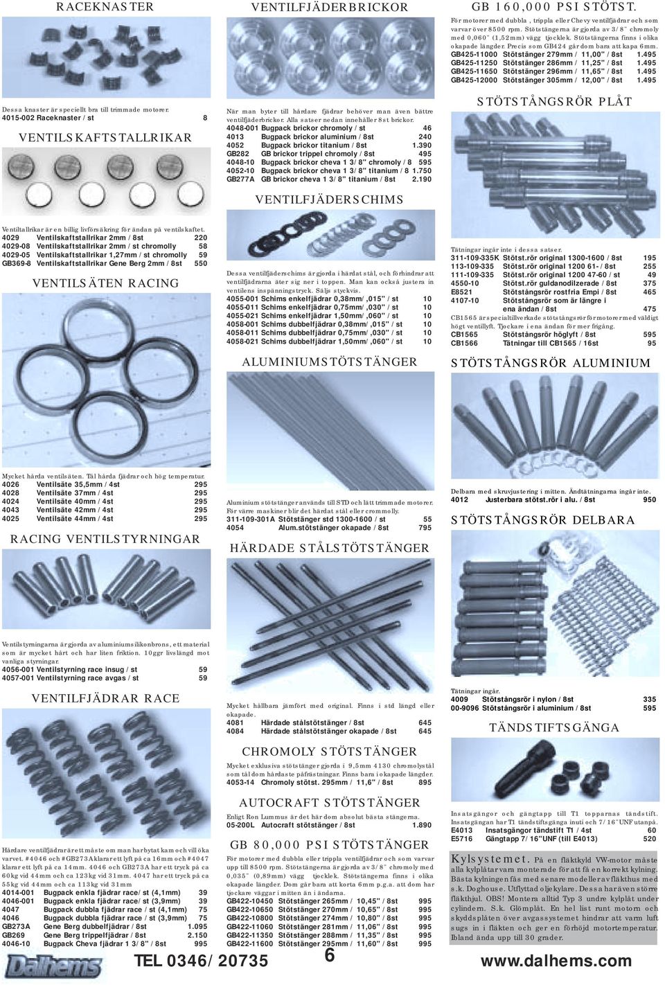 4048-001 Bugpack brickor chromoly /st 46 4013 Bugpack brickor aluminium /8st 240 4052 Bugpack brickor titanium /8st 1.