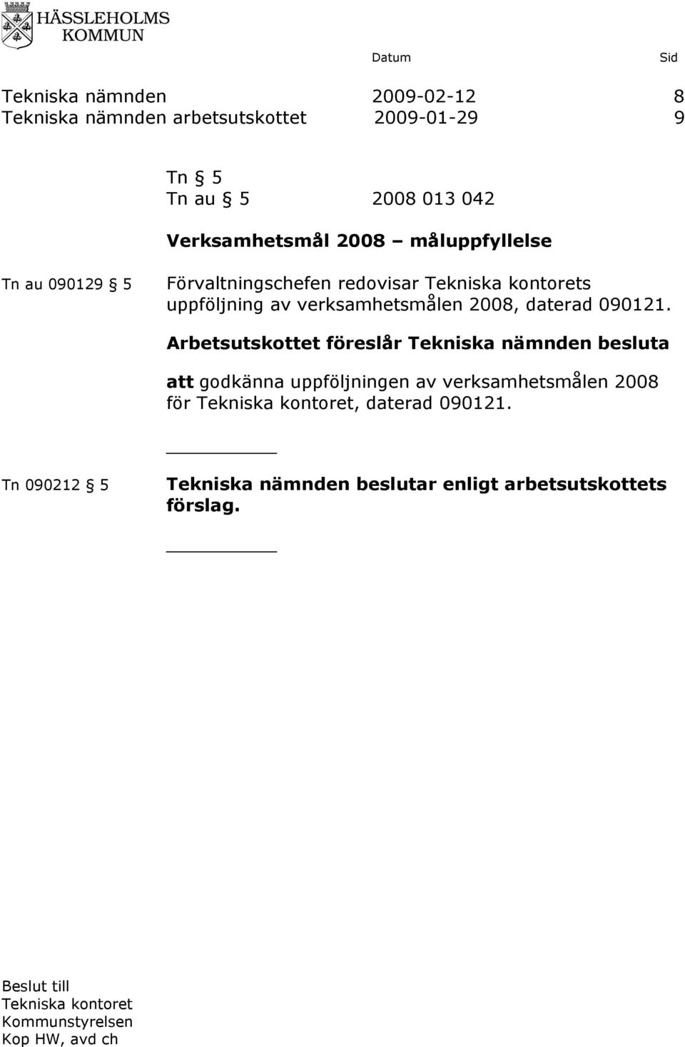 verksamhetsmålen 2008, daterad 090121.