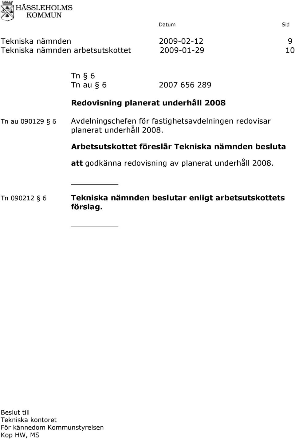 redovisar planerat underhåll 2008. att godkänna redovisning av planerat underhåll 2008.