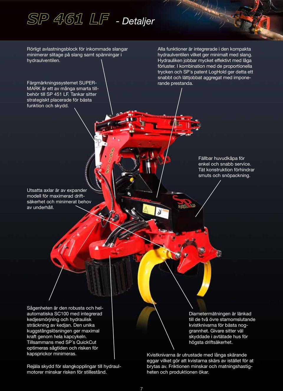 Alla funktioner är integrerade i den kompakta hydraulventilen vilket ger minimalt med slang. Hydrauliken jobbar mycket effektivt med låga förluster.