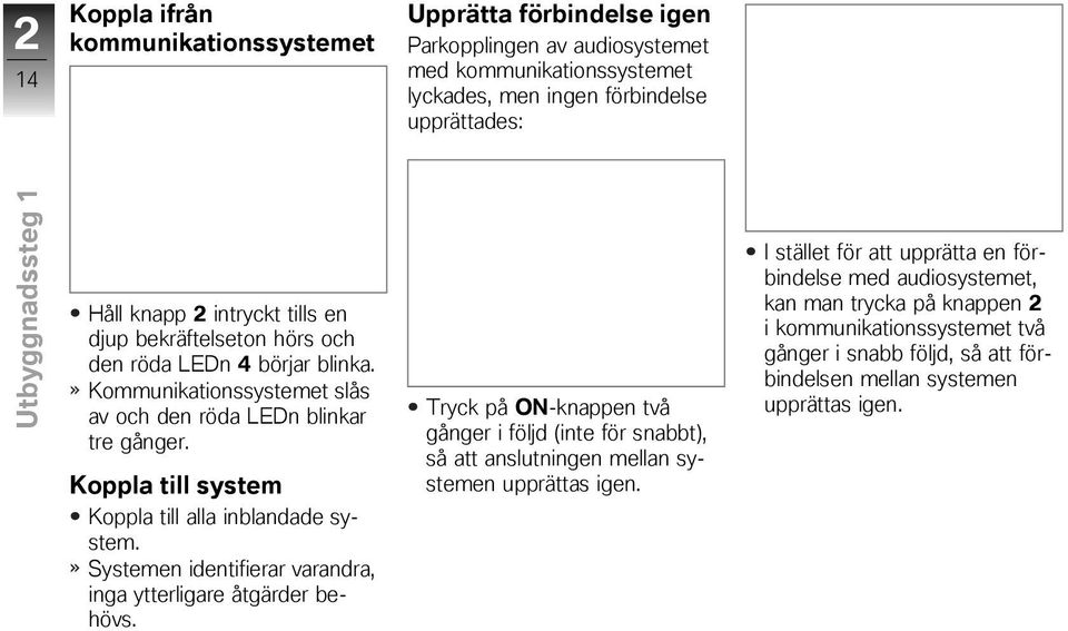 Koppla till system Koppla till alla inblandade system. Systemen identifierar varandra, inga ytterligare åtgärder behövs.