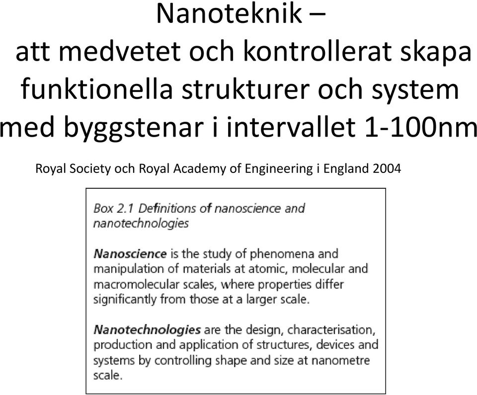 byggstenar i intervallet 1-100nm Royal