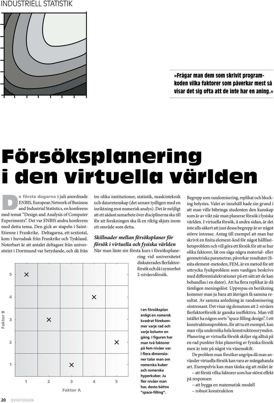 Experiments. Det var ENBIS andra konferens med detta tema. Den gick av stapeln i Saint- Etienne i Frankrike. Deltagarna, ett sextiotal, kom i huvudsak från Frankrike och Tyskland.