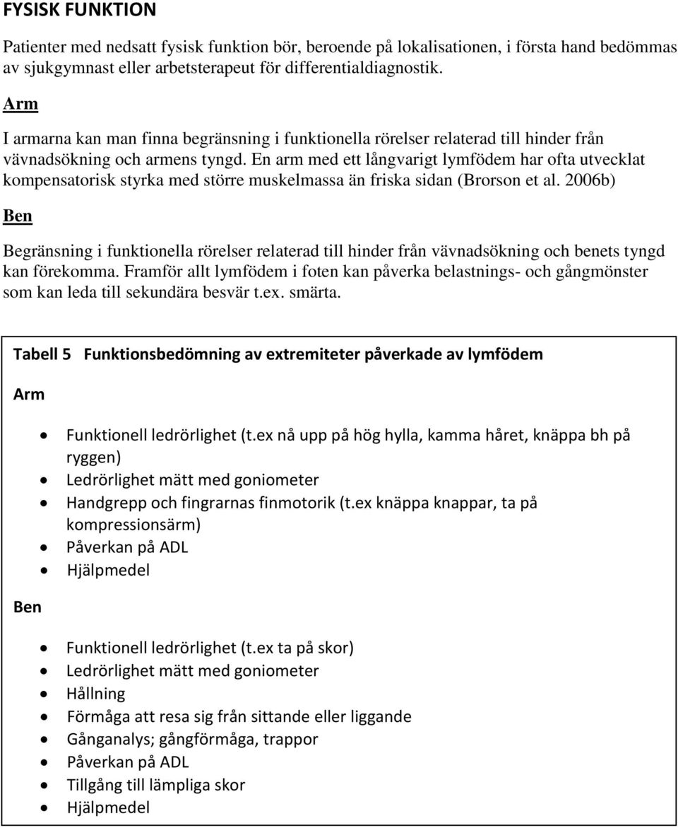 En arm med ett långvarigt lymfödem har ofta utvecklat kompensatorisk styrka med större muskelmassa än friska sidan (Brorson et al.