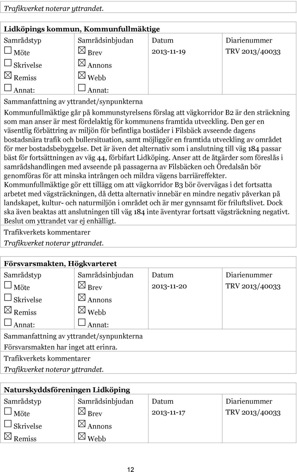 Den ger en väsentlig förbättring av miljön för befintliga bostäder i Filsbäck avseende dagens bostadsnära trafik och bullersituation, samt möjliggör en framtida utveckling av området för mer