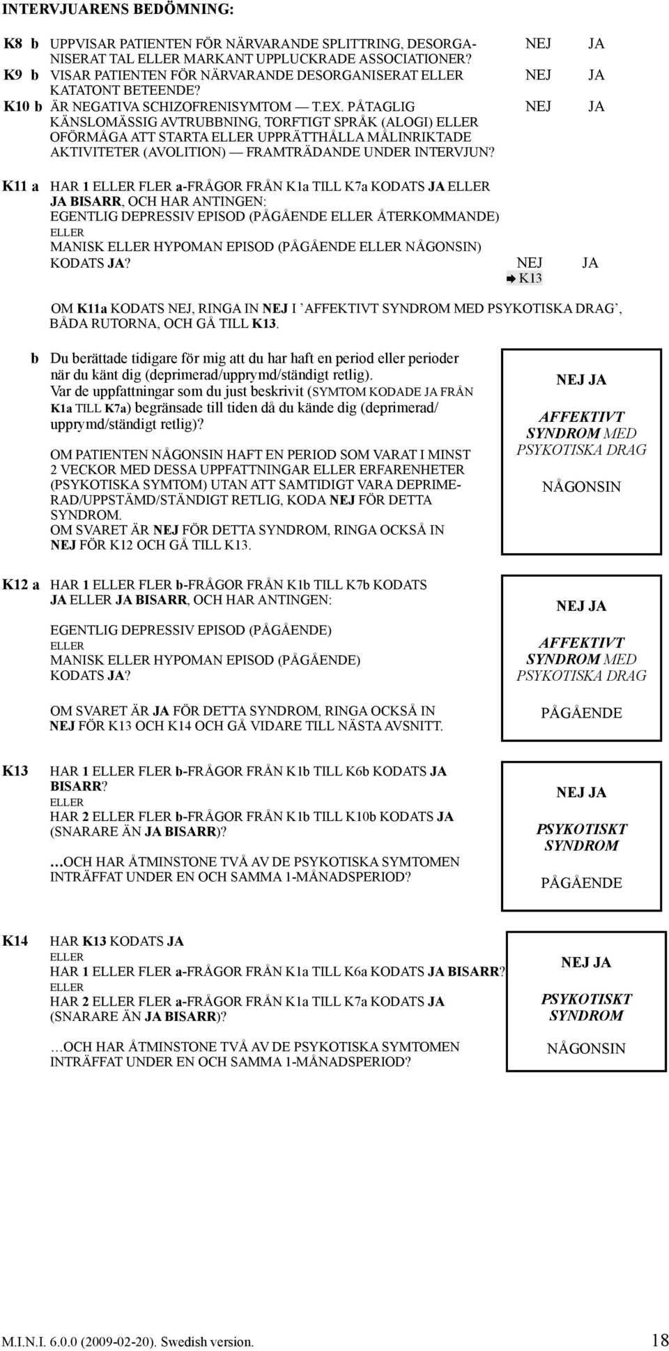 PÅTAGLIG KÄNSLOMÄSSIG AVTRUBBNING, TORFTIGT SPRÅK (ALOGI) ELLER OFÖRMÅGA ATT STARTA ELLER UPPRÄTTHÅLLA MÅLINRIKTADE AKTIVITETER (AVOLITION) FRAMTRÄDANDE UNDER INTERVJUN?