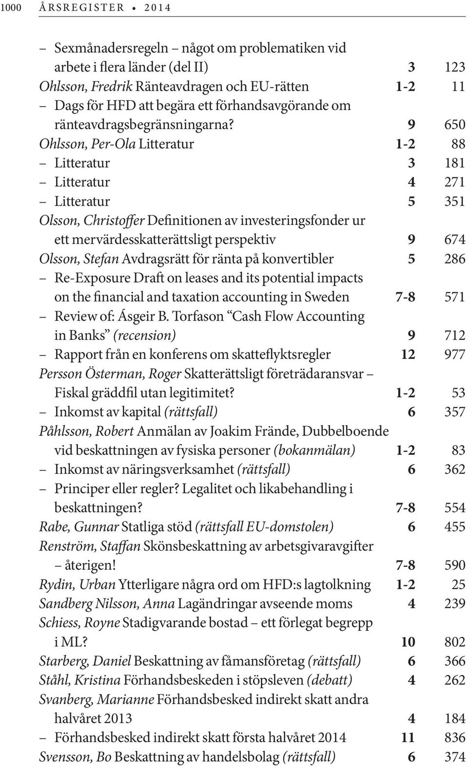 9 650 Ohlsson, Per-Ola Litteratur 1-2 88 Litteratur 3 181 Litteratur 4 271 Litteratur 5 351 Olsson, Christoffer Definitionen av investeringsfonder ur ett mervärdesskatterättsligt perspektiv 9 674