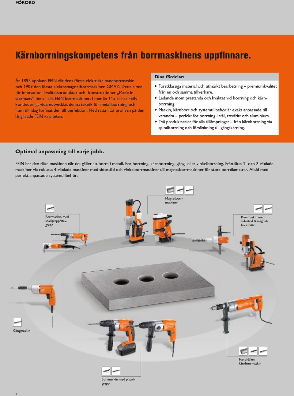 I mer än 115 år har FEIN kontinuerligt vidareutvecklat denna teknik för metallborrning och fram till idag förfinat den till perfektion. Med rätta litar proffsen på den långlivade FEIN kvaliteten.