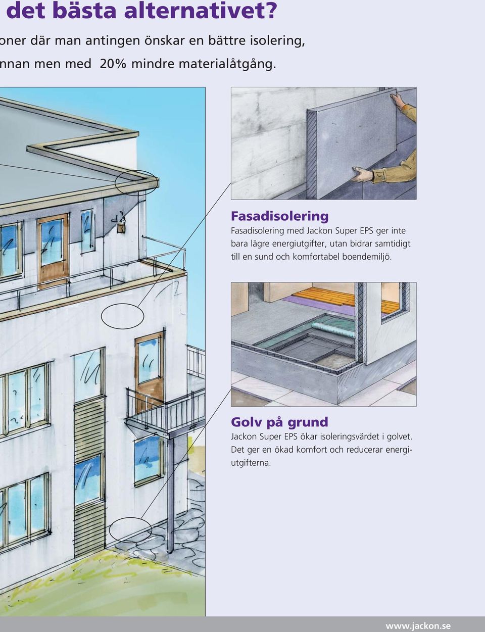 Fasadisolering Fasadisolering med Jackon Super EPS ger inte bara lägre energiutgifter, utan