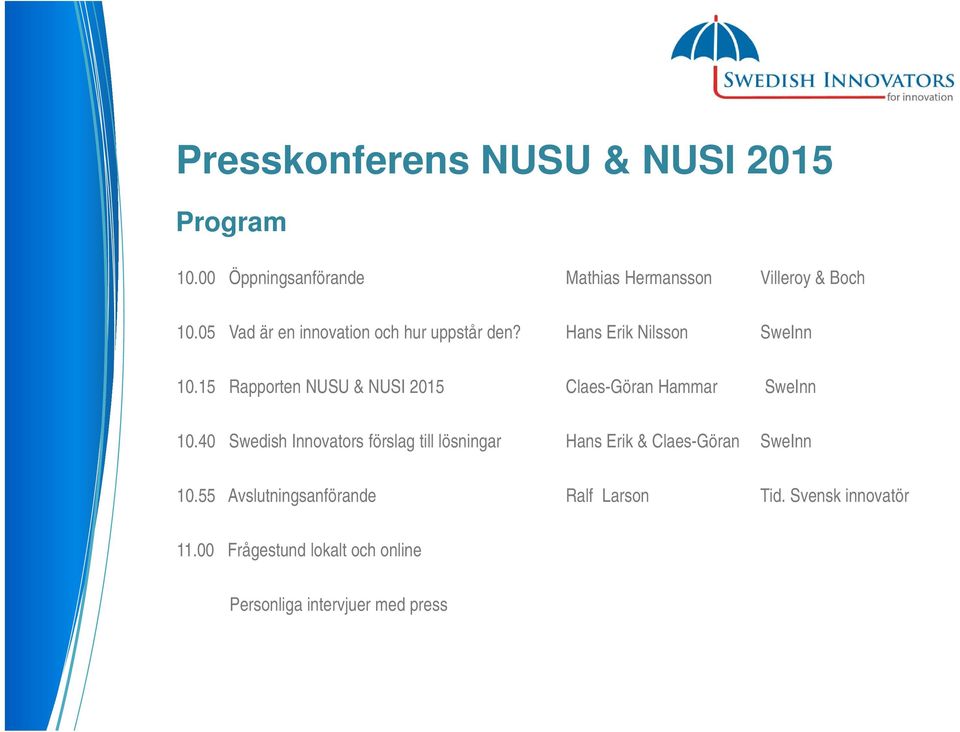 15 Rapporten NUSU & NUSI 2015 Claes-Göran Hammar SweInn 10.