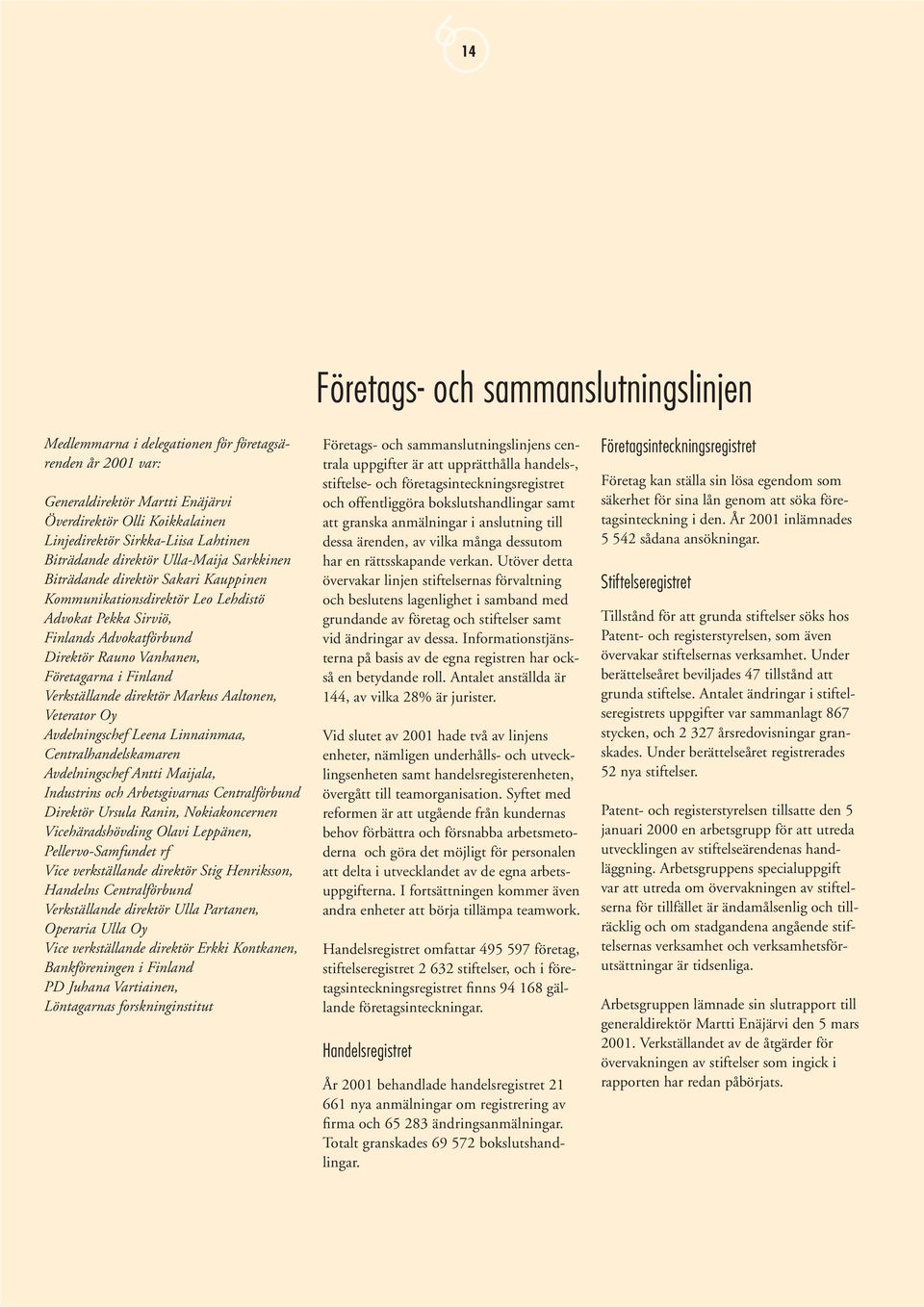 Finland Verkställande direktör Markus Aaltonen, Veterator Oy Avdelningschef Leena Linnainmaa, Centralhandelskamaren Avdelningschef Antti Maijala, Industrins och Arbetsgivarnas Centralförbund Direktör