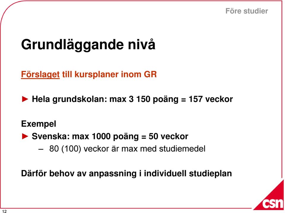 Svenska: max 1000 poäng = 50 veckor 80 (100) veckor är max med