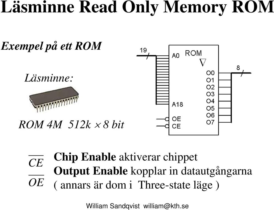 Enable aktiverar chippet Output Enable kopplar