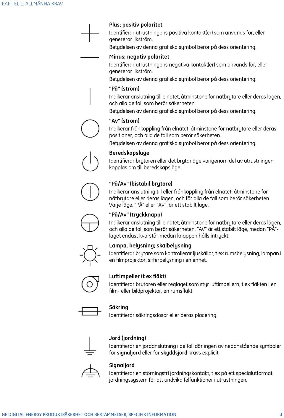 Betydelsen av denna grafiska symbol beror på dess orientering. På (ström) Indikerar anslutning till elnätet, åtminstone för nätbrytare eller deras lägen, och alla de fall som berör säkerheten.