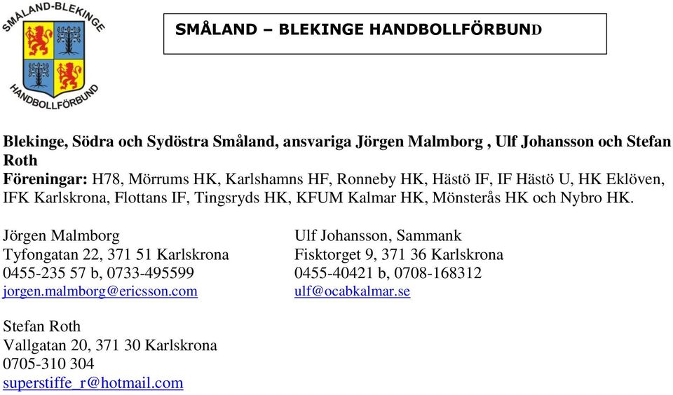 Jörgen Malmborg Ulf Johansson, Sammank Tyfongatan 22, 371 51 Karlskrona Fisktorget 9, 371 36 Karlskrona 0455-235 57 b, 0733-495599