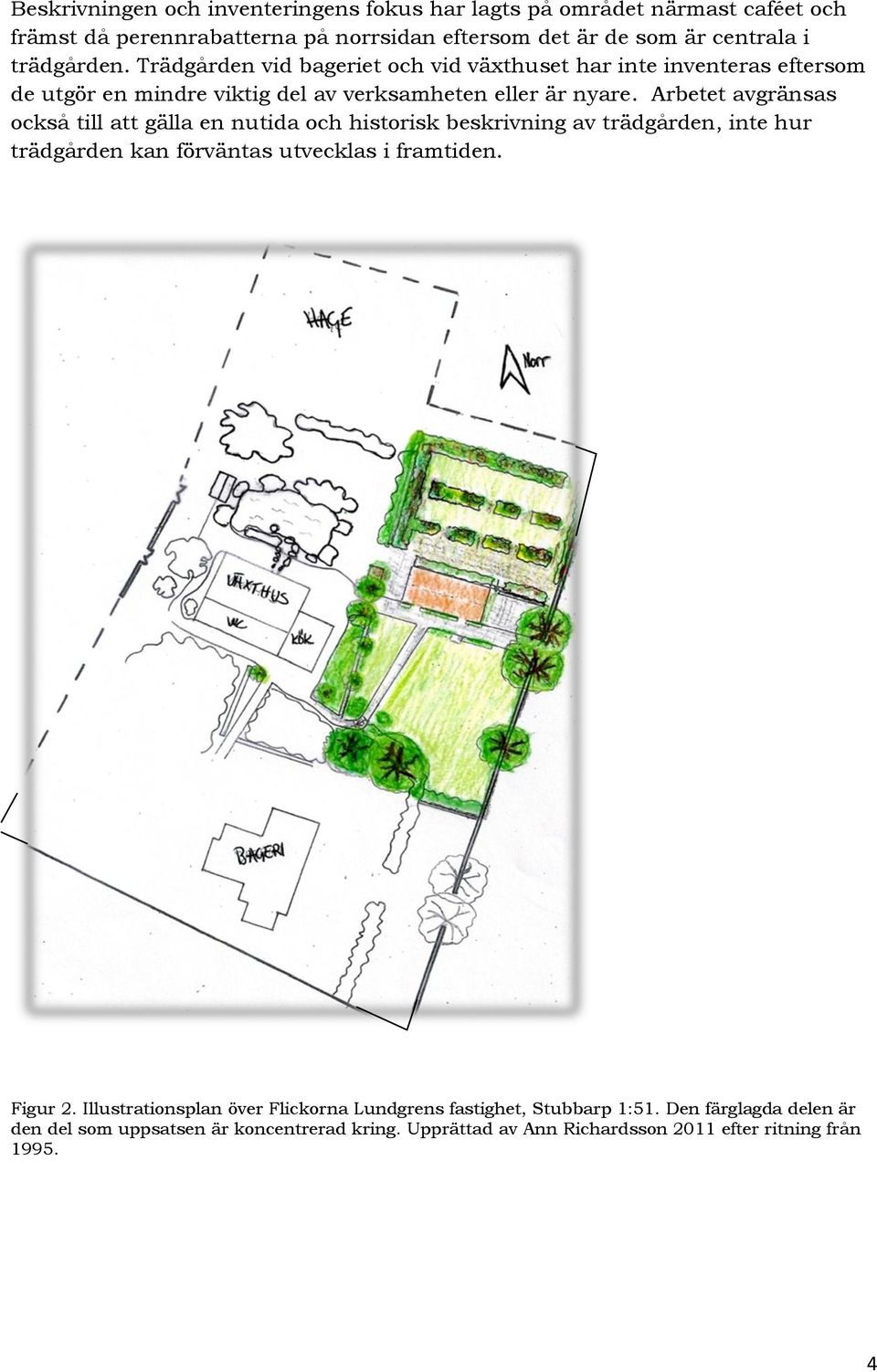 Arbetet avgränsas också till att gälla en nutida och historisk beskrivning av trädgården, inte hur trädgården kan förväntas utvecklas i framtiden. Figur 2.