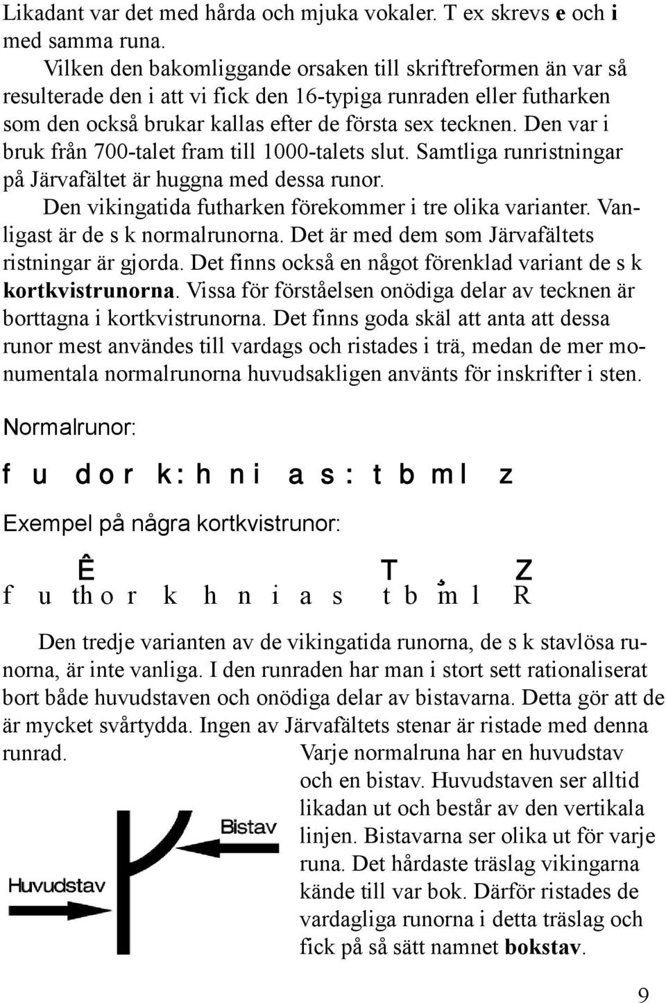 Den var i bruk från 700-talet fram till 1000-talets slut. Samtliga runristningar på Järvafältet är huggna med dessa runor. Den vikingatida futharken förekommer i tre olika varianter.