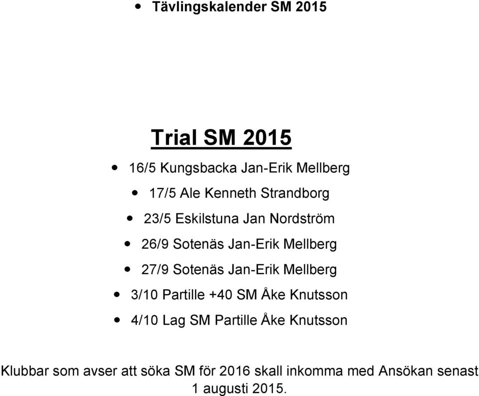 Sotenäs Jan-Erik Mellberg 3/10 Partille +40 SM Åke Knutsson 4/10 Lag SM Partille Åke