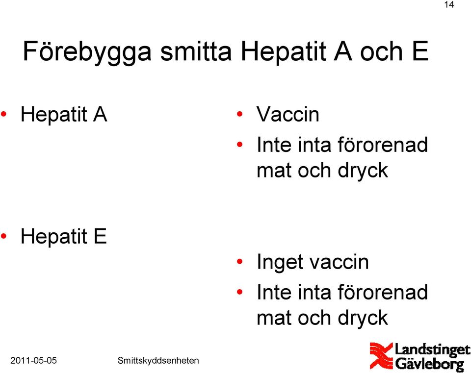 förorenad mat och dryck Hepatit E