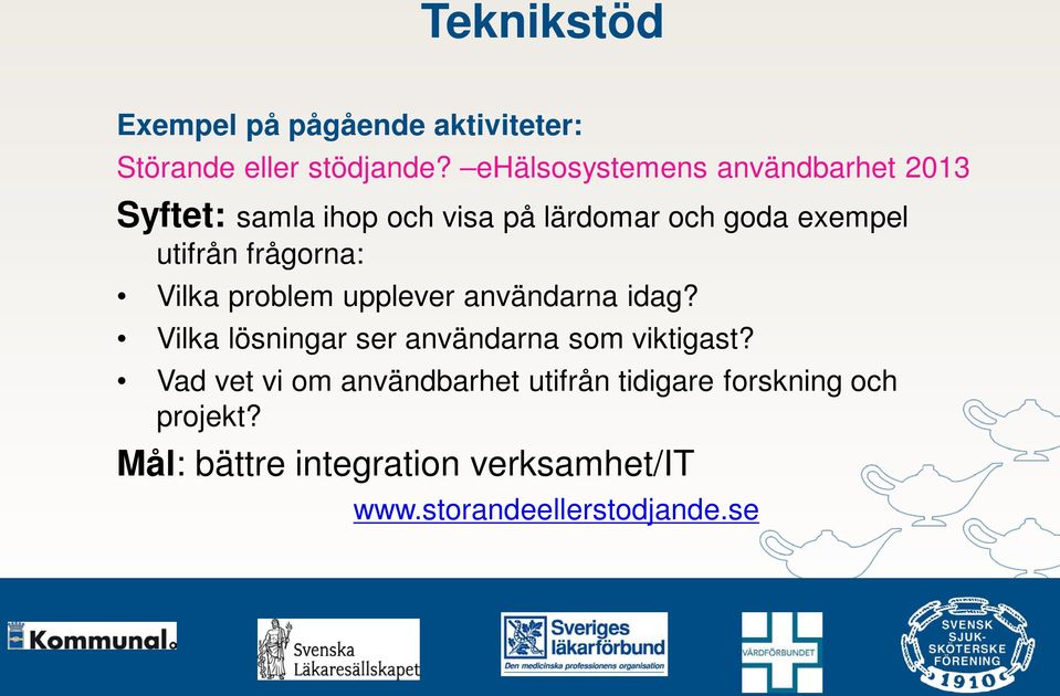 frågorna: Vilka problem upplever användarna idag? Vilka lösningar ser användarna som viktigast?