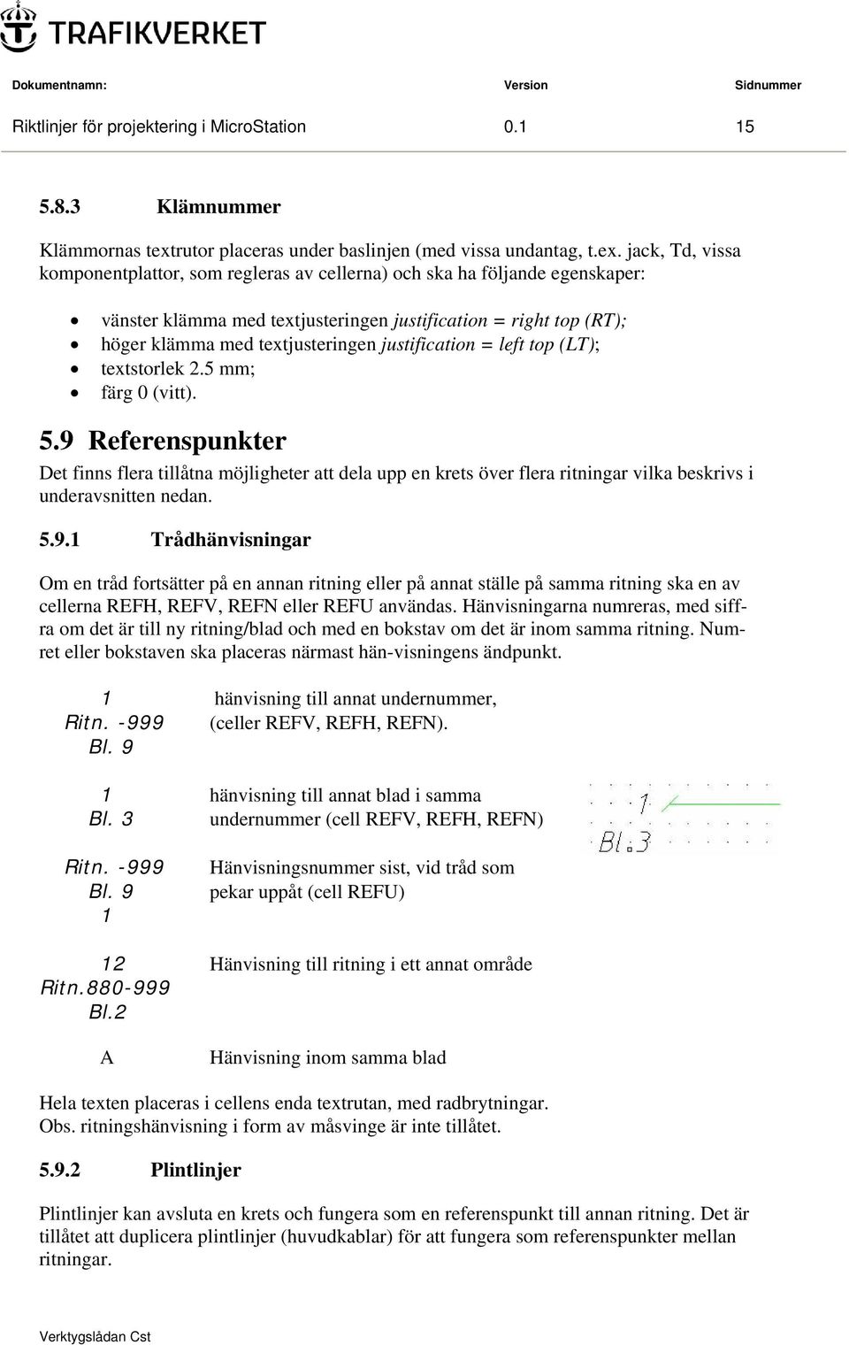 jack, Td, vissa komponentplattor, som regleras av cellerna) och ska ha följande egenskaper: vänster klämma med textjusteringen justification = right top (RT); höger klämma med textjusteringen