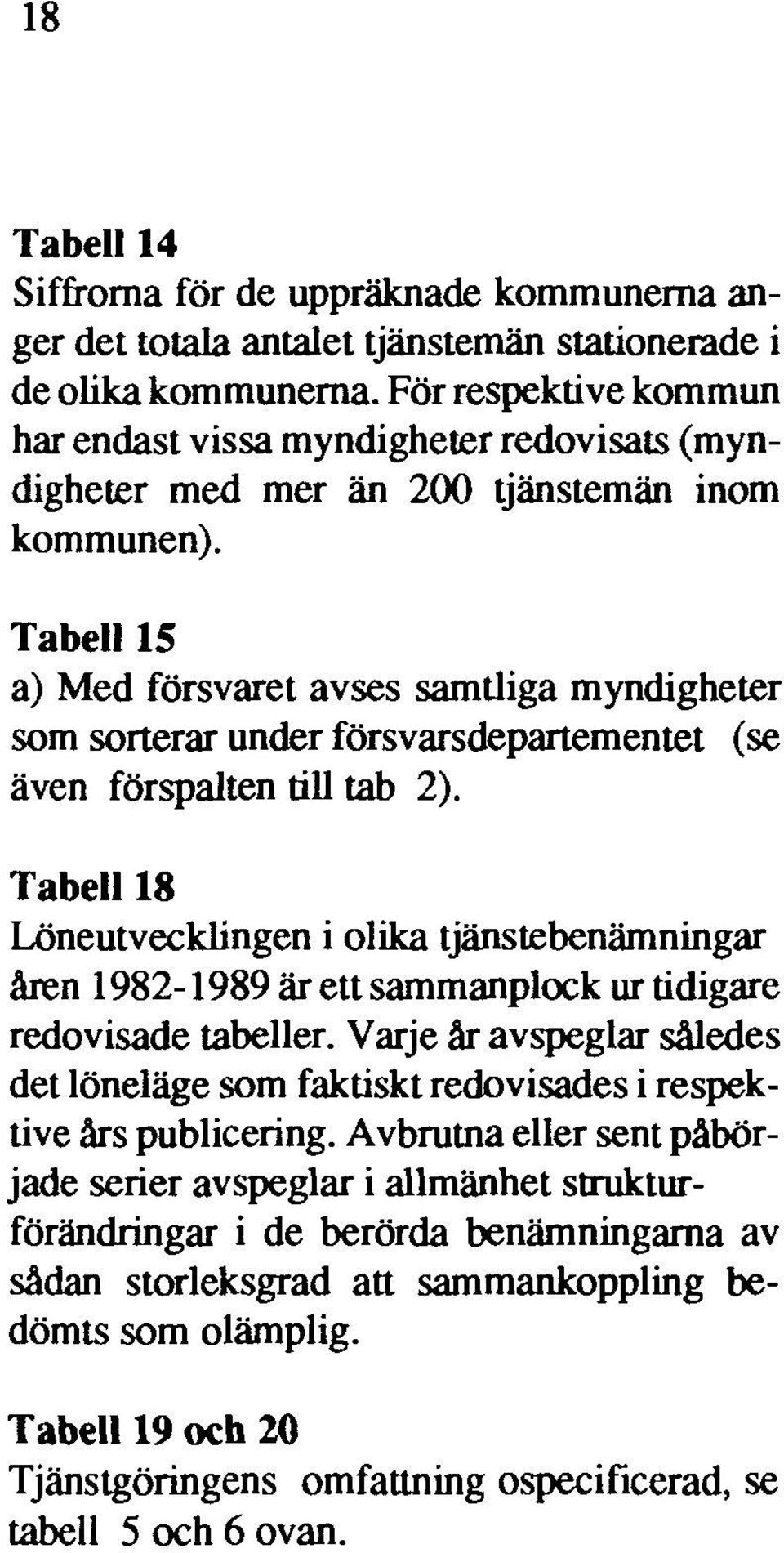 Tabell 15 a) Med försvaret avses samtliga myndigheter som sorterar under försvarsdepartementet (se även förspalten ull tab 2).