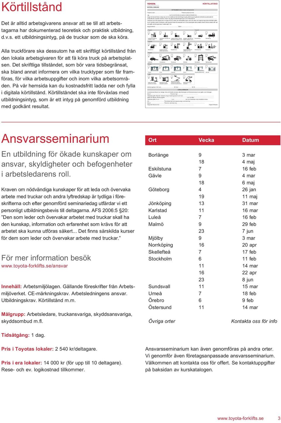 Föraren har giltig körkortsbehörighet (som inte är återkallat) för.