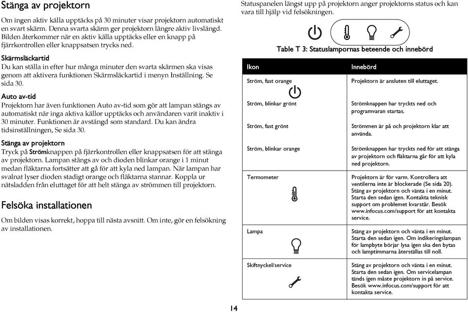 Skärmsläckartid Du kan ställa in efter hur många minuter den svarta skärmen ska visas genom att aktivera funktionen Skärmsläckartid i menyn Inställning. Se sida 30.