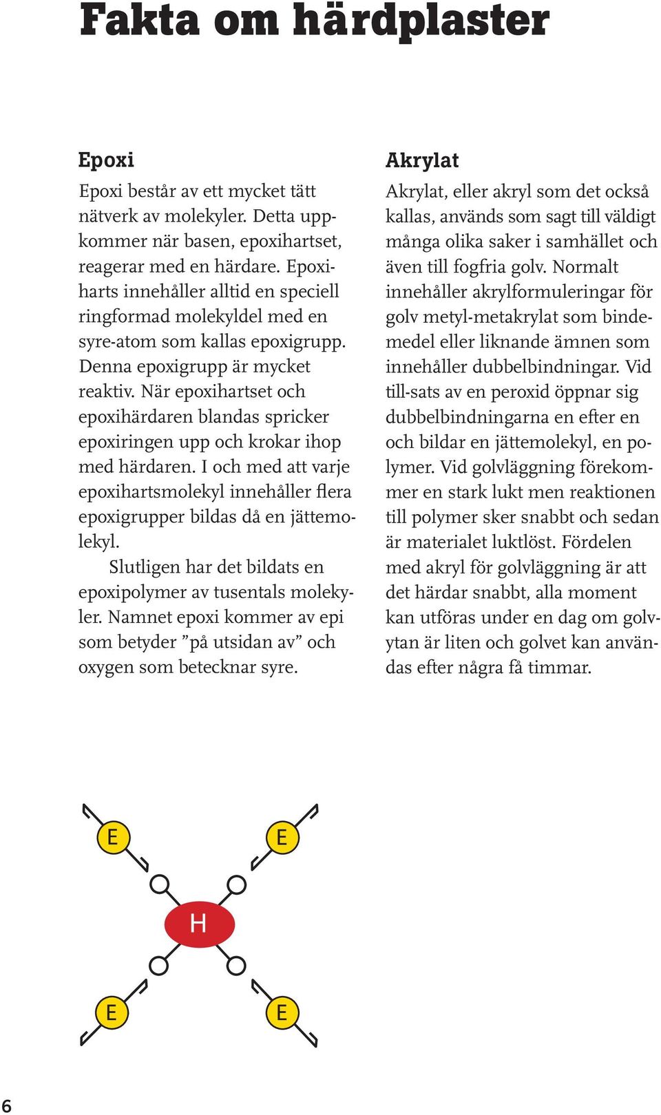 När epoxihartset och epoxihärdaren blandas spricker epoxiringen upp och krokar ihop med härdaren. I och med att varje epoxihartsmolekyl innehåller flera epoxigrupper bildas då en jättemolekyl.