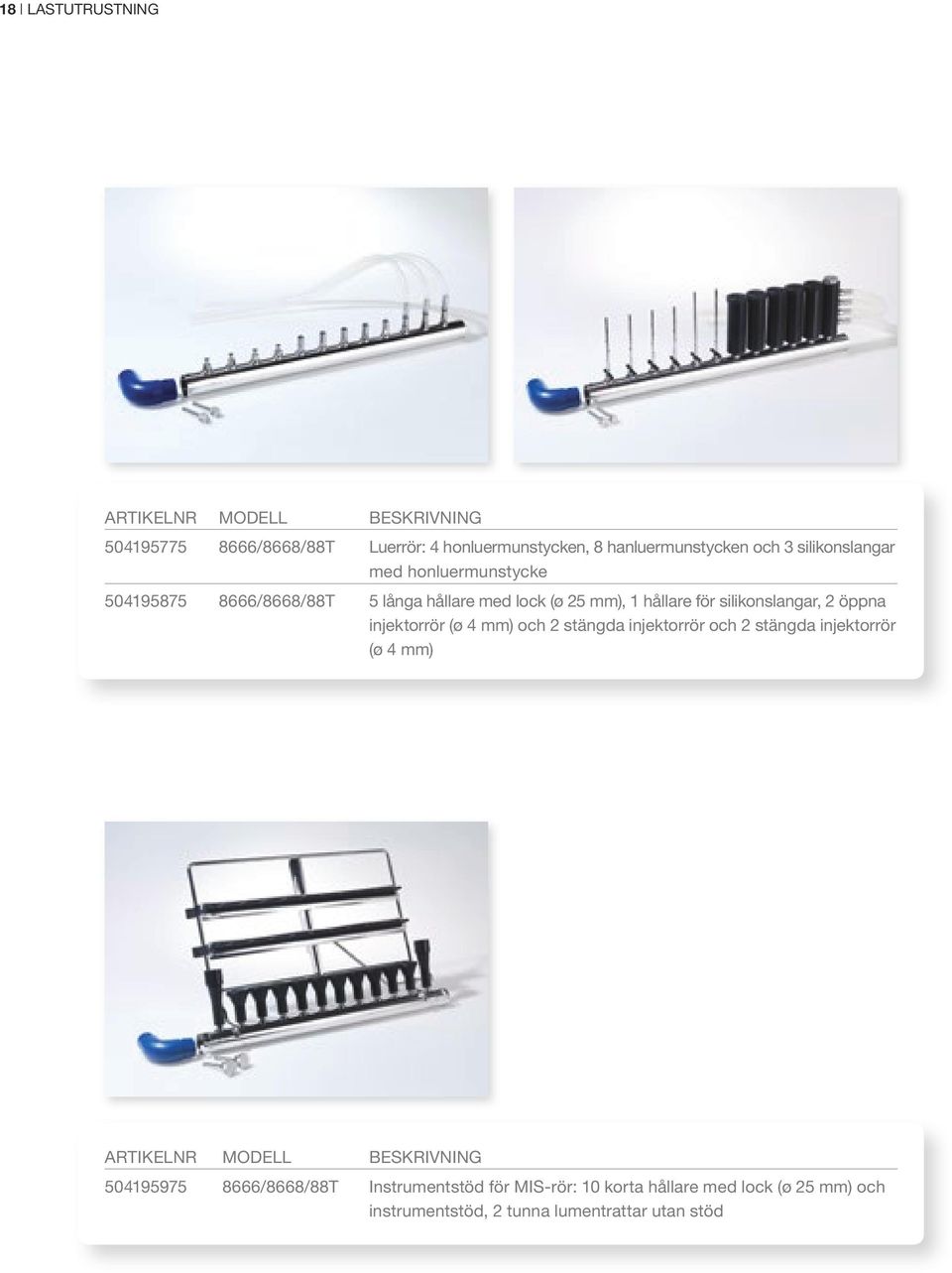 öppna injektorrör (ø 4 mm) och 2 stängda injektorrör och 2 stängda injektorrör (ø 4 mm) ARTIKELNR MODELL BESKRIVNING 504195975