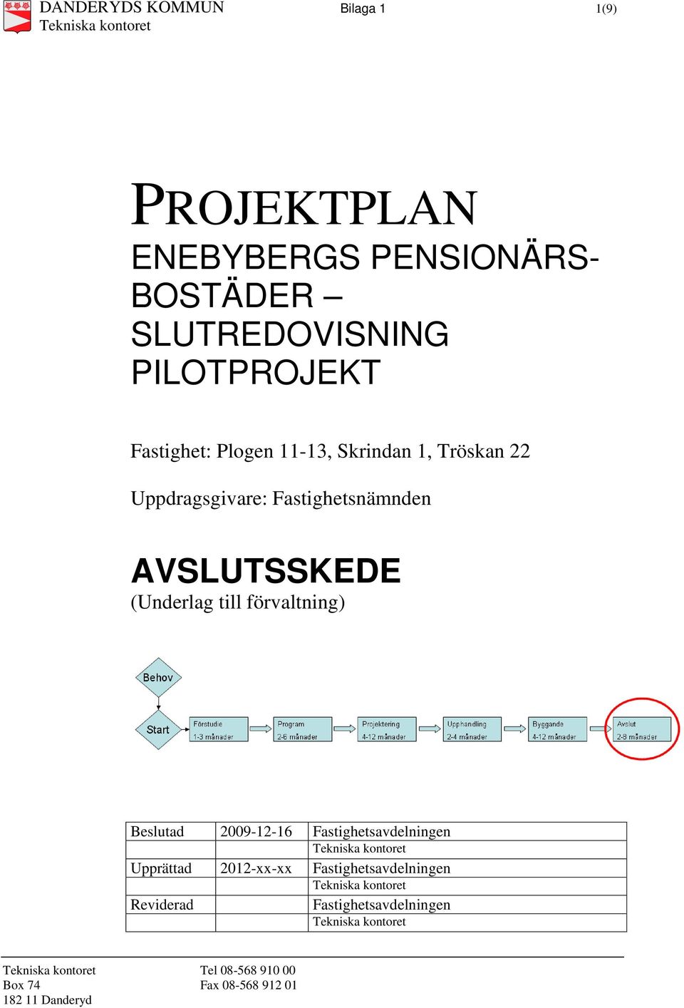 Fastighetsnämnden AVSLUTSSKEDE (Underlag till förvaltning) Beslutad 2009-12-16