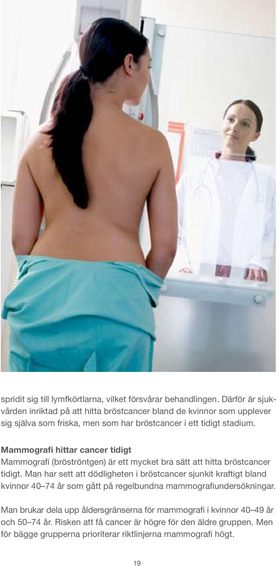 Mammografi hittar cancer tidigt Mammografi (bröströntgen) är ett mycket bra sätt att hitta bröstcancer tidigt.