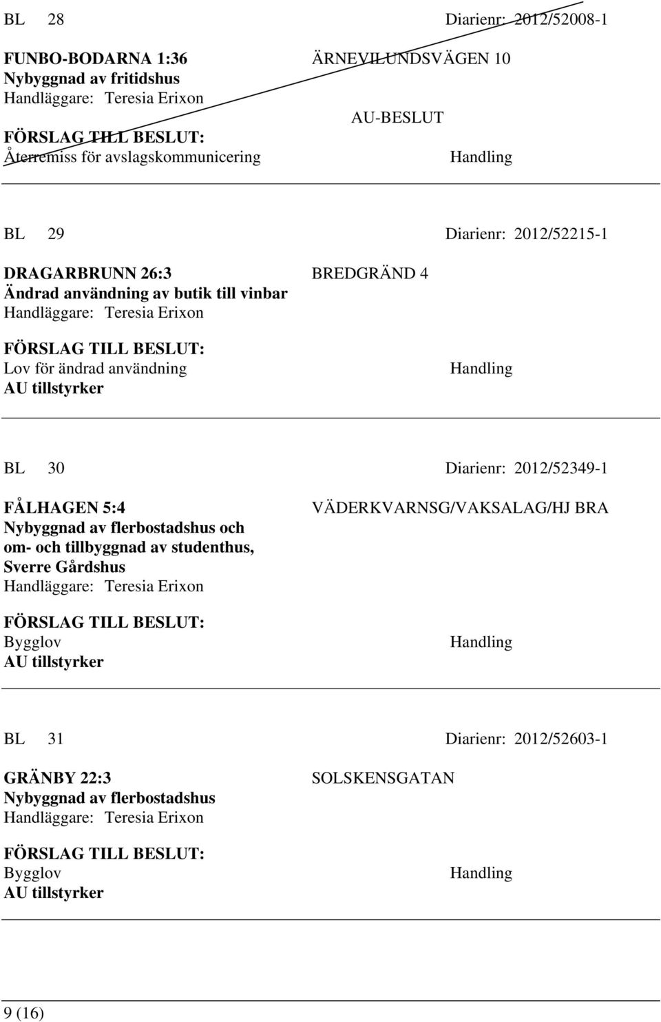 30 Diarienr: 2012/52349-1 FÅLHAGEN 5:4 Nybyggnad av flerbostadshus och om- och tillbyggnad av studenthus, Sverre Gårdshus Handläggare: Teresia Erixon