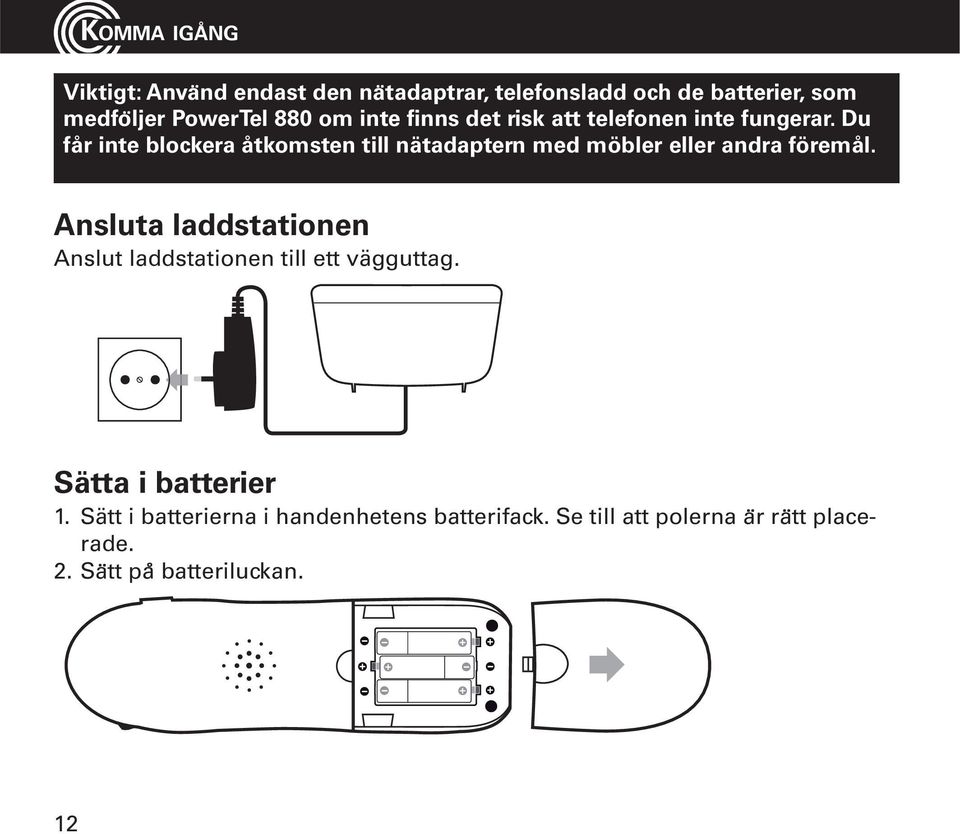 Du får inte blockera åtkomsten till nätadaptern med möbler eller andra föremål.