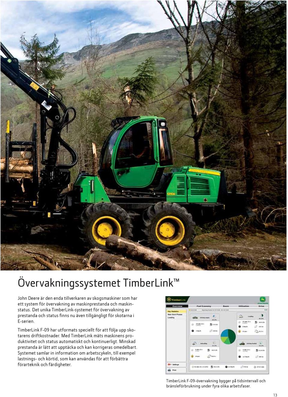 TimberLink F-09 har utformats speciellt för att följa upp skotarens driftkostnader. Med TimberLink mäts maskinens produktivitet och status automatiskt och kontinuerligt.