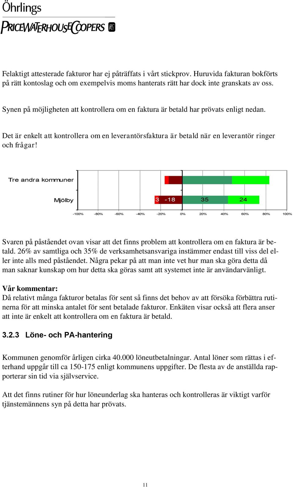 -3-18 35 24 Svaren på påståendet ovan visar att det finns problem att kontrollera om en faktura är betald.