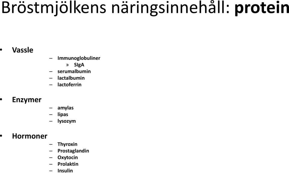 lactalbumin lactoferrin amylas lipas lysozym