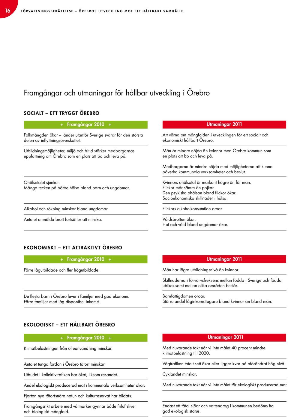 Utbildningsmöjligheter, miljö och fritid stärker medborgarnas uppfattning om Örebro som en plats att bo och leva på.