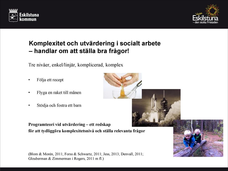 fostra ett barn Programteori vid utvärdering ett redskap för att tydliggöra komplexitetsnivå och ställa