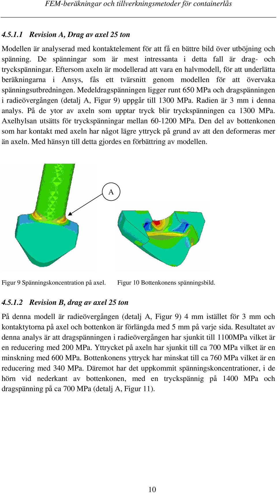 Eftersom axeln är modellerad att vara en halvmodell, för att underlätta beräkningarna i Ansys, fås ett tvärsnitt genom modellen för att övervaka spänningsutbredningen.