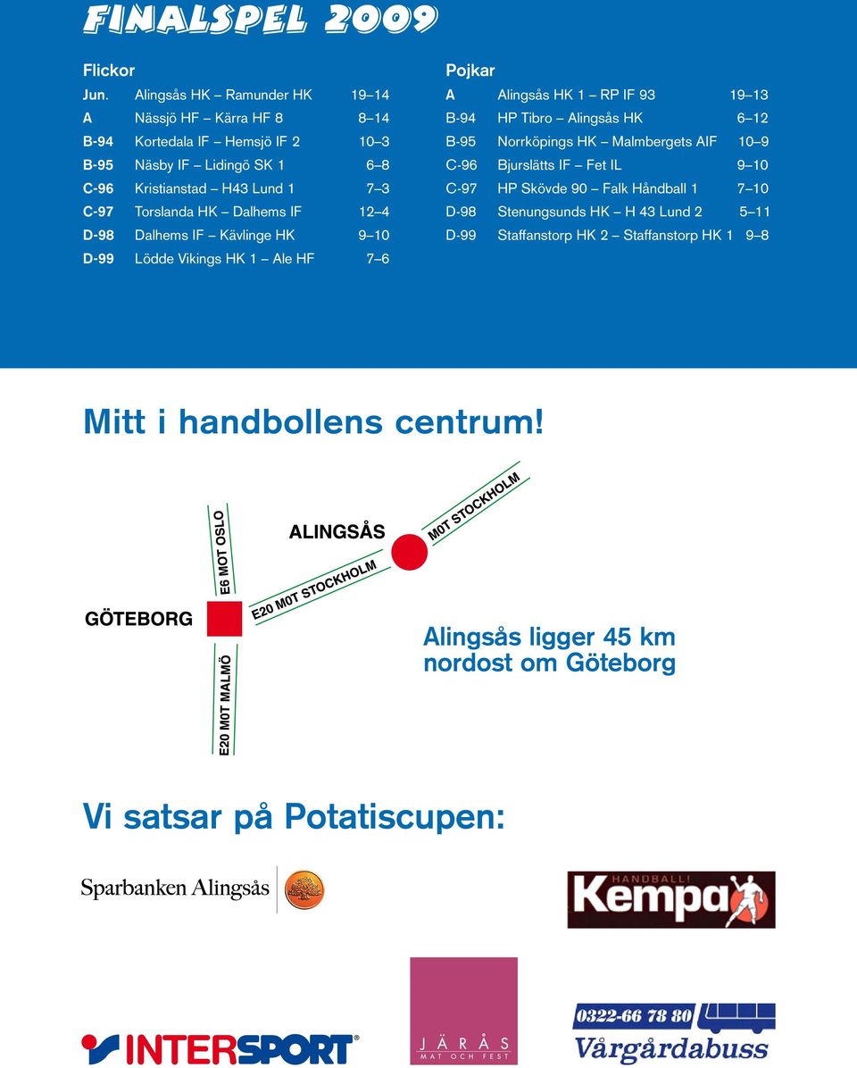 Norrköpings HK Malmbergets AIF 10 9 B-95 Näsby IF Lidingö SK 1 6 8 C-96 Bjurslätts IF Fet IL 9 10 C-96 Kristianstad H43 Lund 1 7 3 C-97 HP Skövde 90 Falk