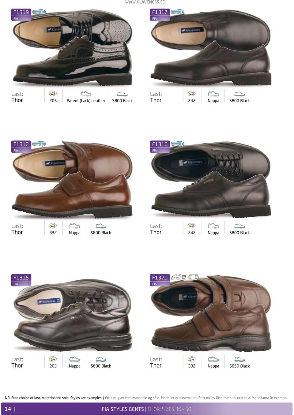 material and sole. Styles are examples. Fritt valg av lest, materiale og såle.