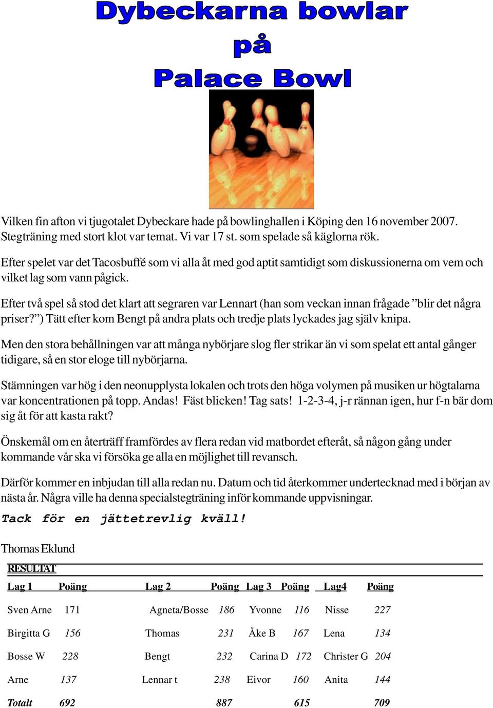 Efter två spel så stod det klart att segraren var Lennart (han som veckan innan frågade blir det några priser? ) Tätt efter kom Bengt på andra plats och tredje plats lyckades jag själv knipa.