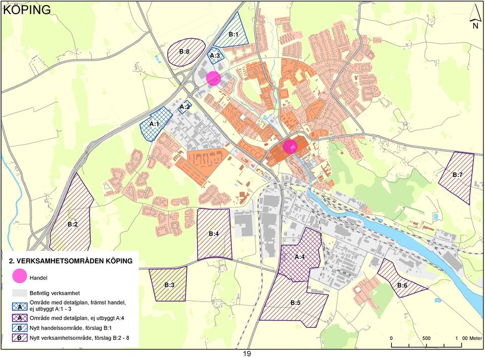 b:6 A A Område med detaljplan, främst handel, ej utbyggt A:1-3 Område med