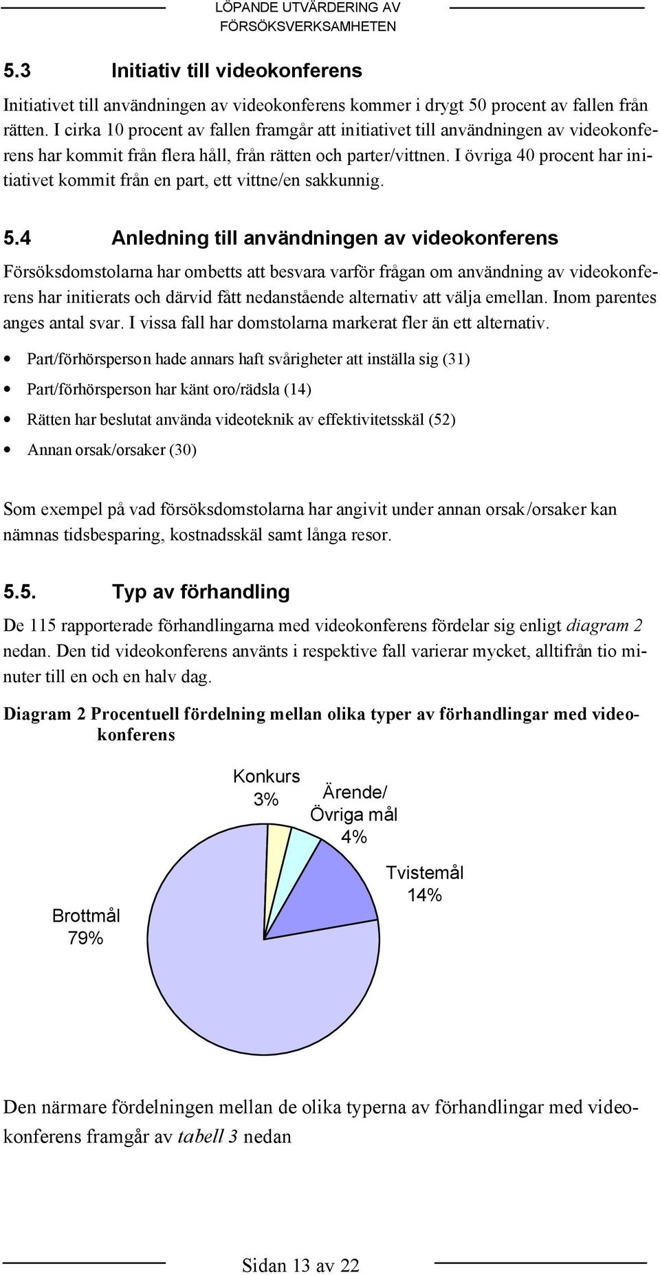 I övriga 40 procent har initiativet kommit från en part, ett vittne/en sakkunnig. 5.