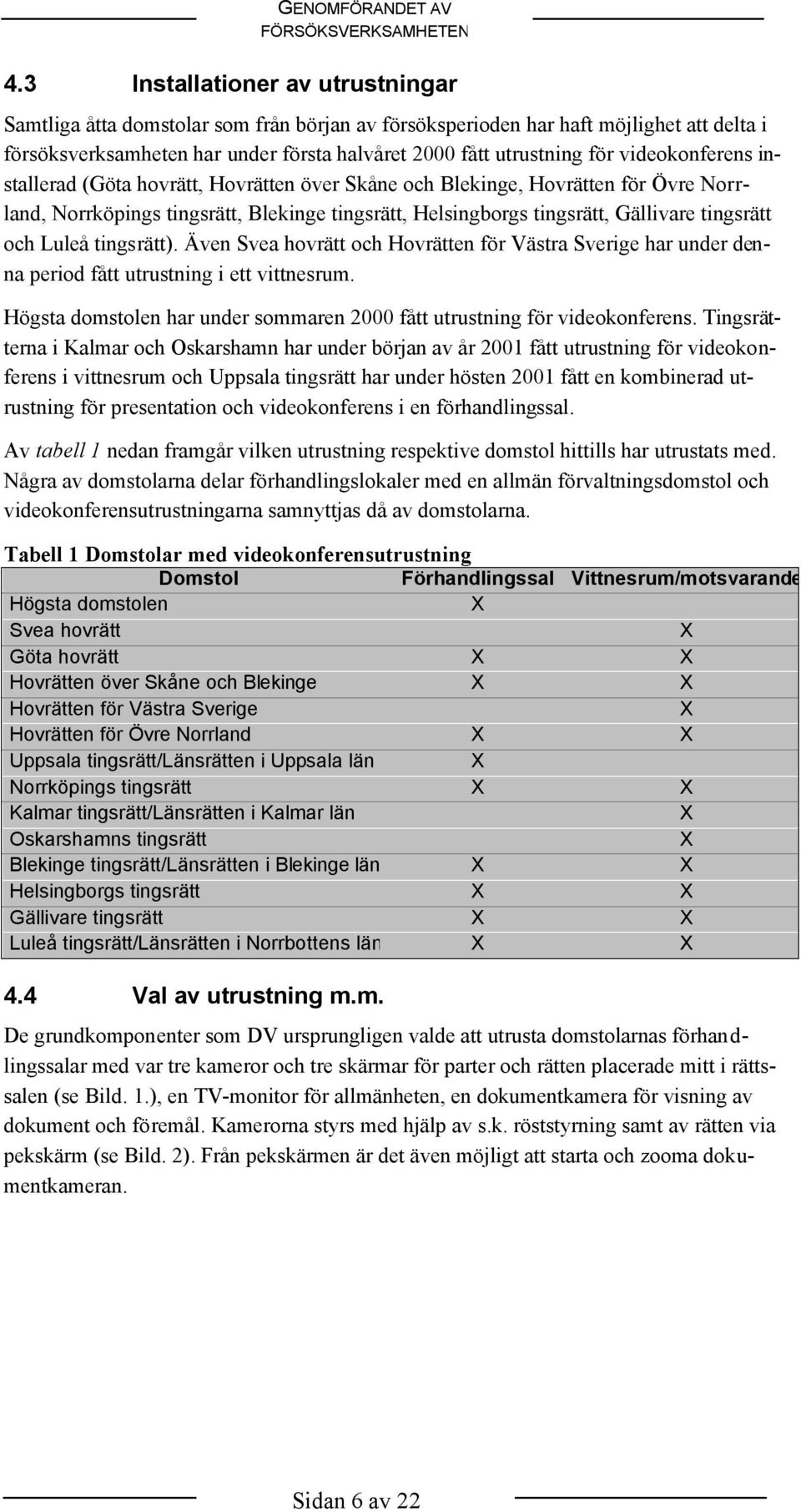 videokonferens installerad (Göta hovrätt, Hovrätten över Skåne och Blekinge, Hovrätten för Övre Norrland, Norrköpings tingsrätt, Blekinge tingsrätt, Helsingborgs tingsrätt, Gällivare tingsrätt och