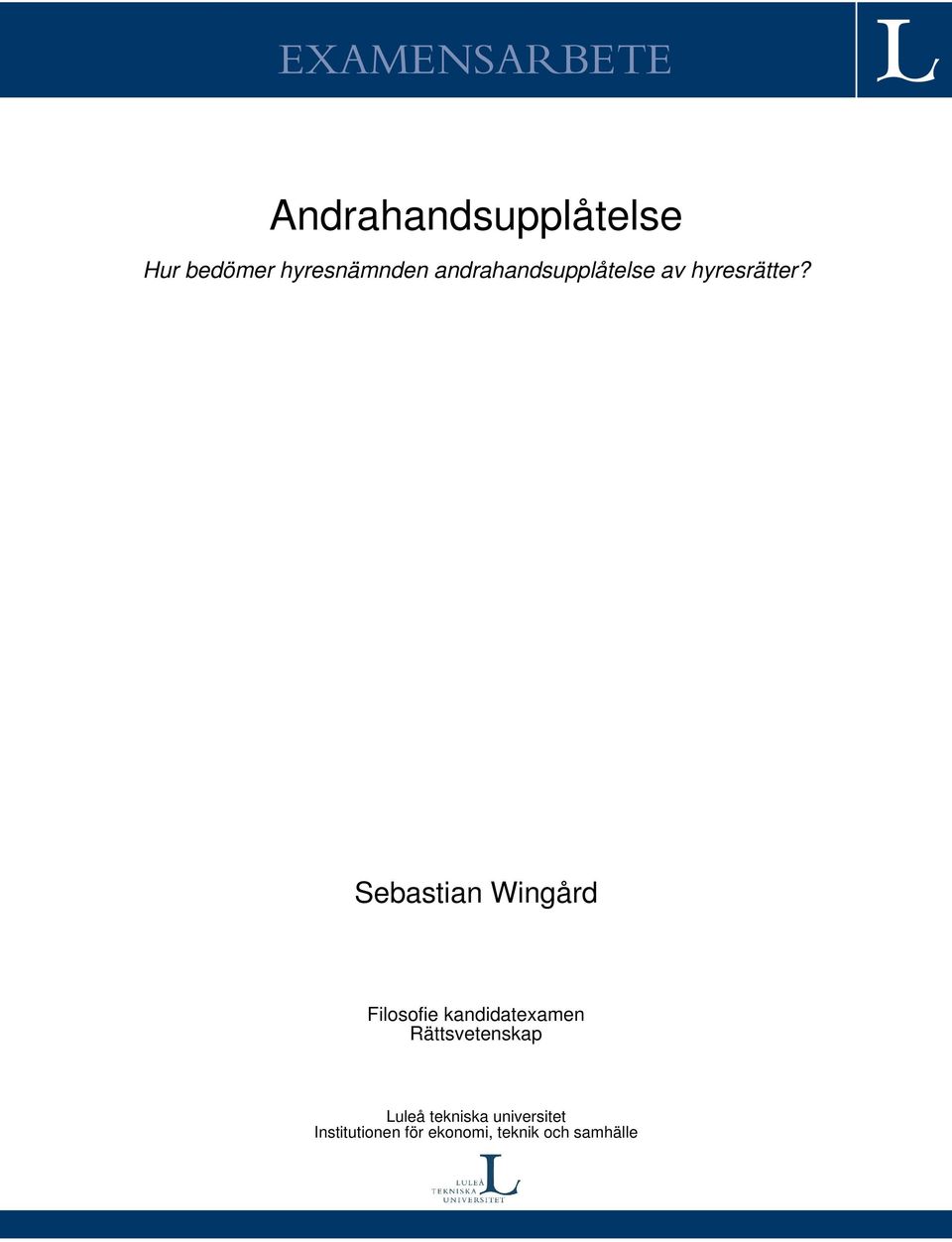 Sebastian Wingård Filosofie kandidatexamen