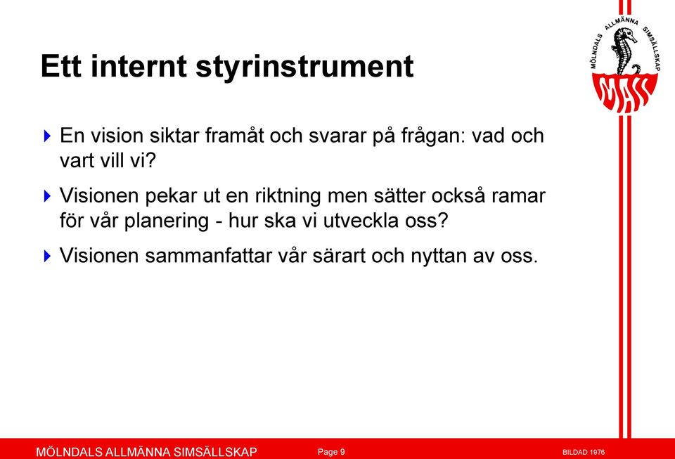 Visionen pekar ut en riktning men sätter också ramar för vår planering