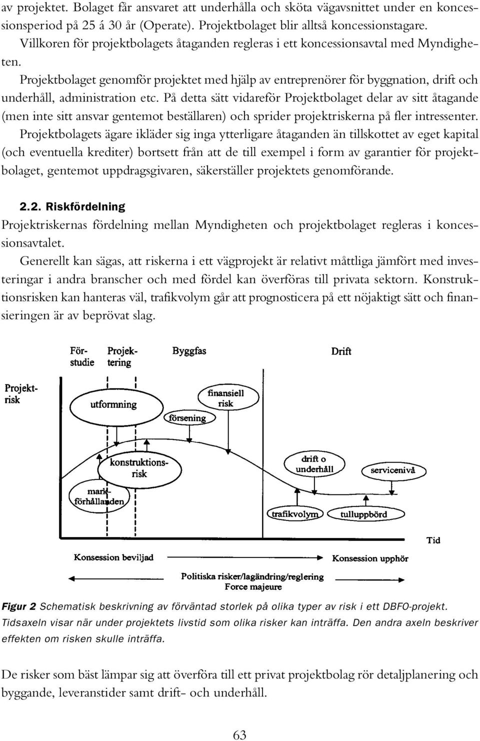 Projektbolaget genomför projektet med hjälp av entreprenörer för byggnation, drift och underhåll, administration etc.