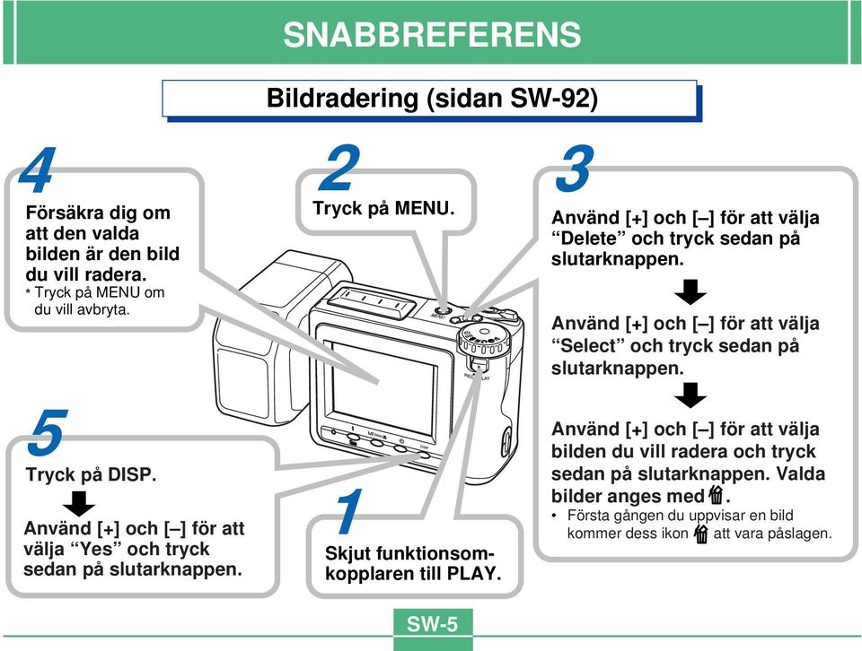 Använd [+] och [ ] för att välja Select och tryck sedan på slutarknappen. 5Tryck på DISP.